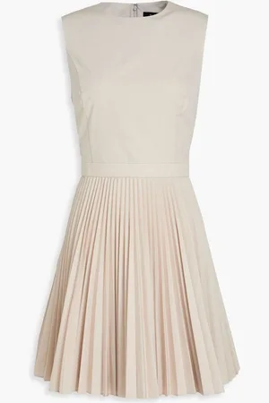 THEORY Pleated woven mini dress - Neutral