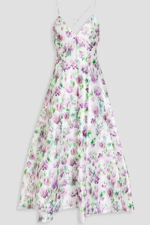 Serafini Floral-print twill midi dress
