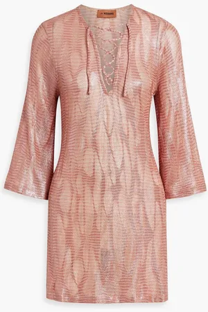 Missoni Metallic crochet-knit mini dress - Pink
