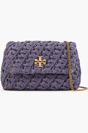 Tory Burch Kira crocheted straw cross-body bag - Purple