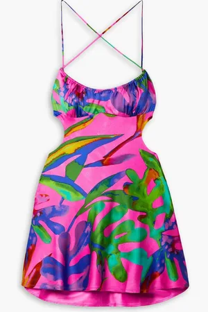 Retrofete Josefine cutout printed silk-blend satin mini dress