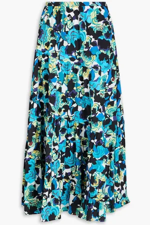 Diane von Furstenberg Venice printed cotton-blend poplin midi skirt - Blue