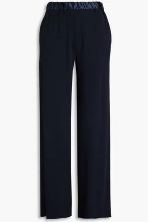 Emporio Armani Satin-trimmed jersey track pants - Blue