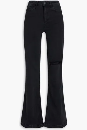 Paige Leenah distressed mid-rise wide-leg jeans