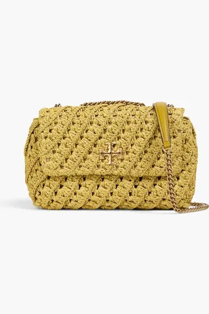 Tory Burch Kira crocheted straw shoulder bag - Yellow