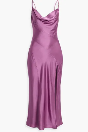 Nicholas Draped silk-satin midi dress - Purple