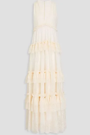 Serafini Ruffled lace maxi dress - White