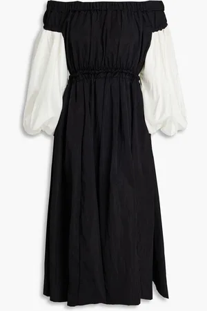 REJINA PYO Lydia off-the-shoulder silk-satin and taffeta midi dress