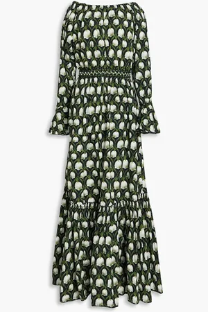 Agua by Agua Bendita Almendra ruffled floral-print cotton maxi dress