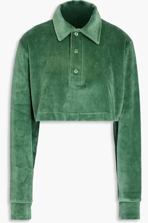 RE/DONE Cropped velour polo shirt - Green