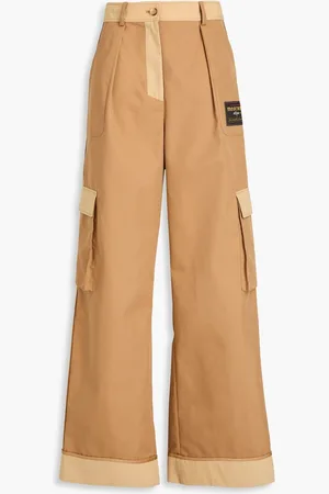 Moschino Pleated cotton-blend gabardine cargo pants - Brown