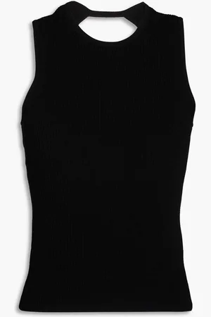 AUTUMN CASHMERE Cutout ribbed-knit top