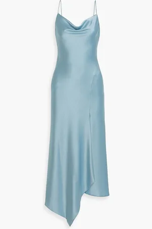 ALICE+OLIVIA Alice Olivia - Harmony draped satin-crepe midi dress - Blue