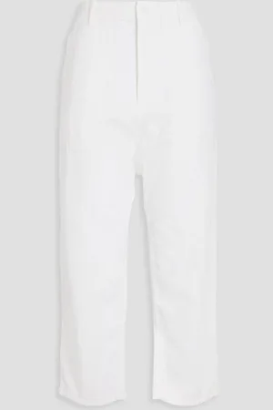 NILI LOTAN Cropped cotton-blend twill straight-leg pants