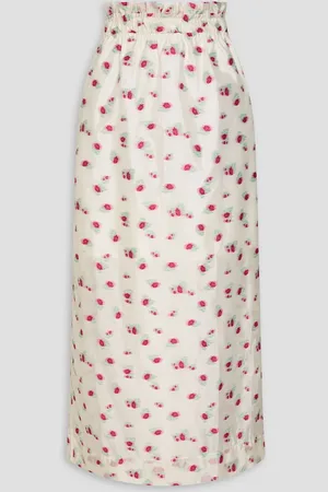 Ganni Embroidered organza maxi skirt - White