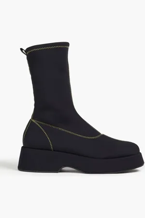 Ganni Topstitched neoprene sock boots