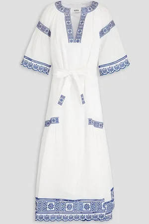 Claudie Pierlot Embroidered ramie and Lyocell-blend mousseline midi dress