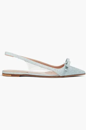 RED(V) PVC-trimmed glittered woven slingback point-toe flats - Blue
