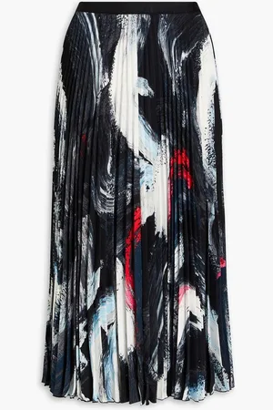 Diane von Furstenberg Mkayla pleated printed crepe midi skirt