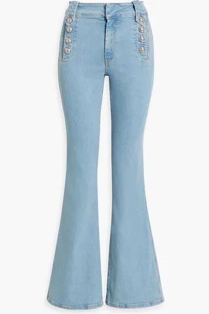 Derek Lam Button-embellished high-rise flared jeans - Blue