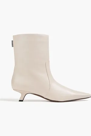 Brunello Cucinelli Bead-embellished leather ankle boots - White