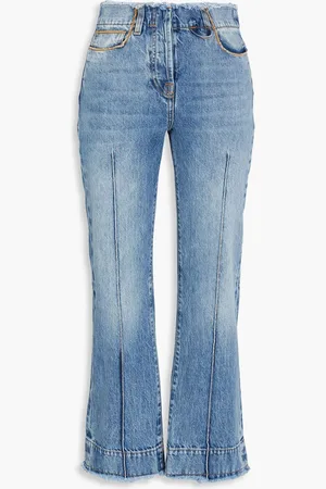 Jacquemus Le de Nimes Linon frayed high-rise kick-flare jeans - Blue