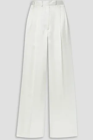 Christopher John Rogers Pleated satin wide-leg pants - White