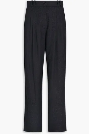 Claudie Pierlot Pleated wool-blend wide-leg pants - Gray