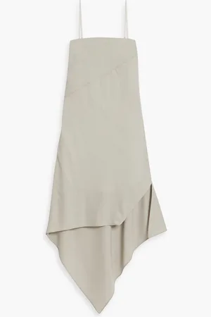 Helmut Lang Asymmetric wool-twill dress - Gray