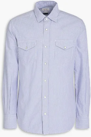 SLOWEAR Glanshirt striped cotton-poplin shirt