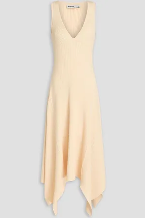 Simkhai Kiara asymmetric ribbed-knit midi dress - White