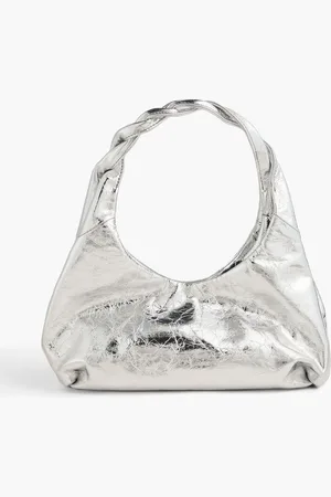 Sandro Crinkled mirrored-leather shoulder bag - Metallic
