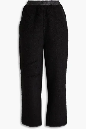 Deadwood Leather-trimmed bouclé straight-leg pants