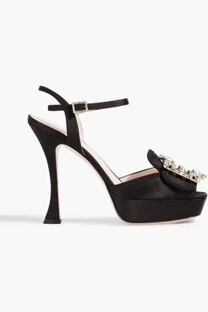 Roger Vivier RV Broche crystal-embellished satin platform sandals