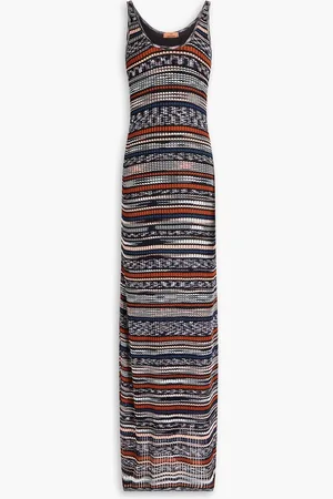 Missoni Space-dyed ribbed crochet-knit maxi dress - Blue