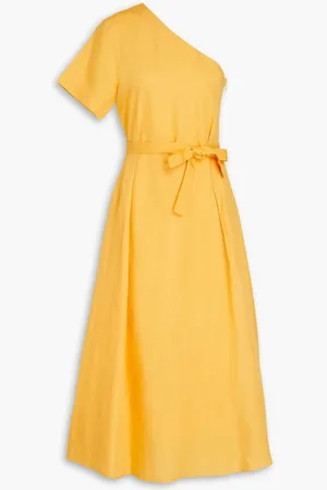 Claudie Pierlot One-shoulder cutout crepe de chine midi dress - Yellow