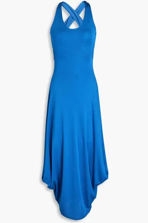 Giorgio Armani Draped satin-jersey midi dress - Blue