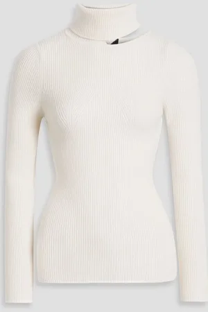 Arch4 Opal cutout ribbed cashmere turtleneck sweater - White