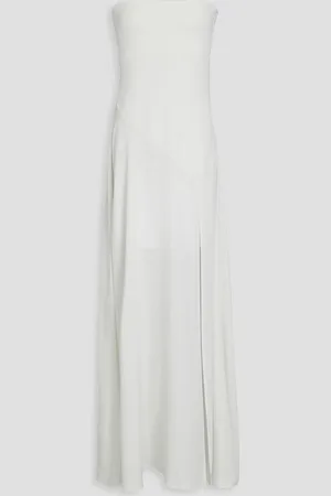 Simkhai Kory strapless knit-paneled satin-crepe maxi dress - White