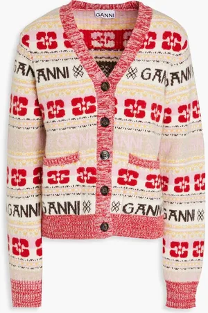 Ganni Jacquard-knit cardigan - Neutral