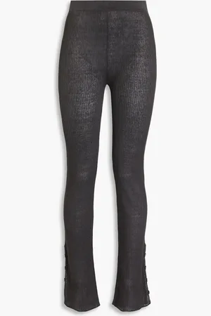 Acne Studios Ribbed linen-blend leggings - Gray