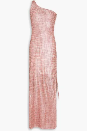 Missoni One-shoulder metallic crochet-knit maxi dress - Pink