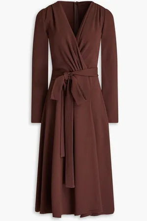 Dolce & Gabbana Wrap-effect crepe midi dress - Brown