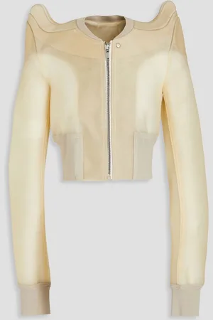 Rick Owens Cropped leather bomber jacket - White