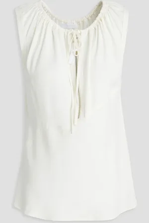 Helmut Lang Gathered twill top - White