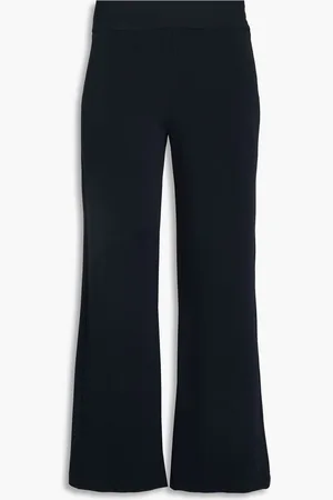 Emporio Armani Cropped ribbed jersey flared pants - Blue