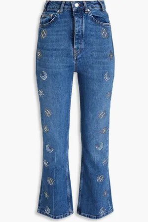 Maje Studded high-rise flared jeans - Blue