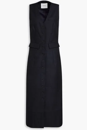 Rohe Pinstriped wool-twill midi dress - Blue