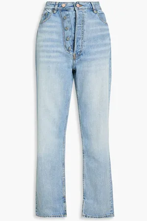 Ganni Faded high-rise straight-leg jeans - Blue