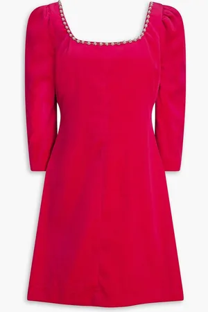 Cara Cara Belinda crystal-embellished cotton-blend velvet mini dress - Pink